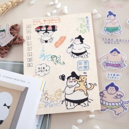 Sumo wrestlers series Journal Decorative PET Stickers Scrapbooking Stick Label Diary Stationery Album Funny expression Sticker