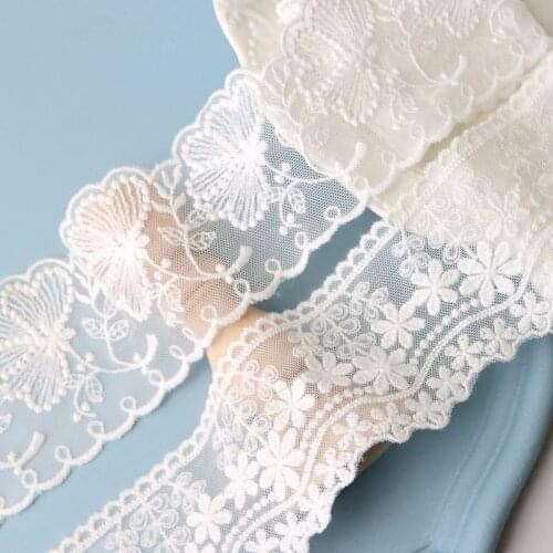 19Yards 7cm Mesh Cotton Embroidery Lace Fabric Sewing Accessories Trim Handmade DIY Garment Needlework Clothing Decoration 307