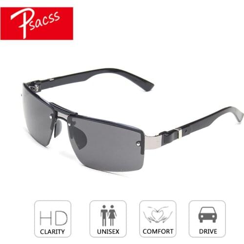 Psacss NEW Sunglasses Men Vintage Square Alloy Frame Mens Driving Fishing Sun Glasses High Quality Goggle lentes de sol hombre