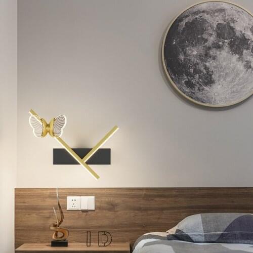LED Wall Lamp Butterfly Decoration Lights New Simple Modern European Style Living Bedroom Corridor Aisle Home Indoor Lighting
