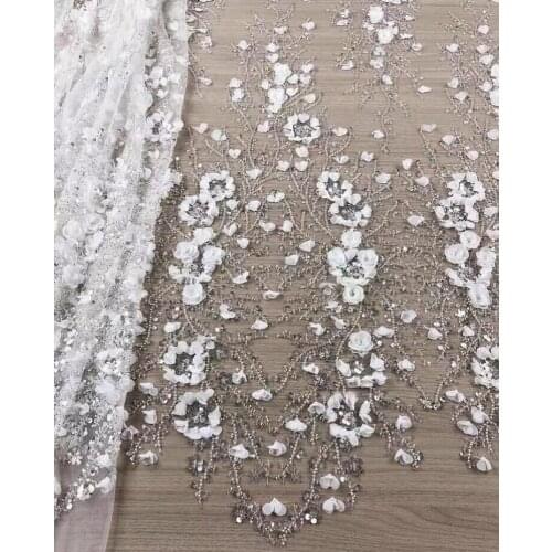 Tulle Lace High Quality African French Net Mesh Fabric with J-428882 beads and Sequin Fabircs