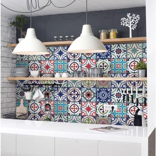 Pack of 24 PCs tile size 20x20 cm - Made in Italy PVC bathroom & kitchen Stickers Design - Lisbon