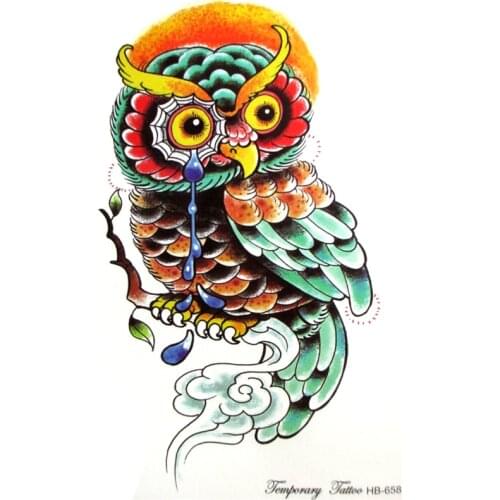 Owls last mercy Waterproof Temporary tattoos Men Temporary Tatoo Stickers Flash tattoo harajuku henna tattoo