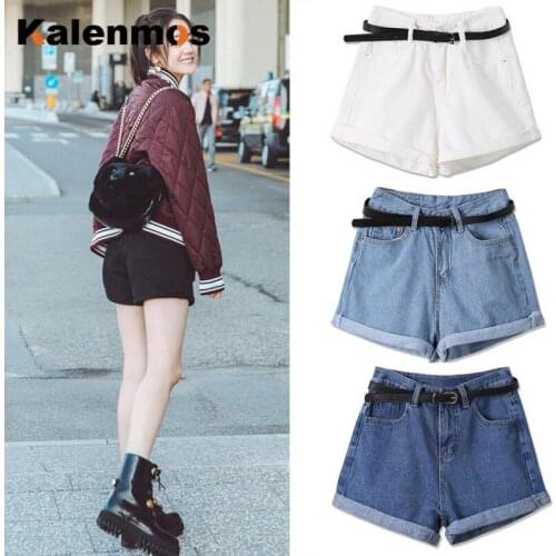 KALENMOS Denim Jeans Women Stretch Ripped Hole Bodycon Slim High Waist Jegging Leisure Sexy Trousers Shorts Skinny Streetwear