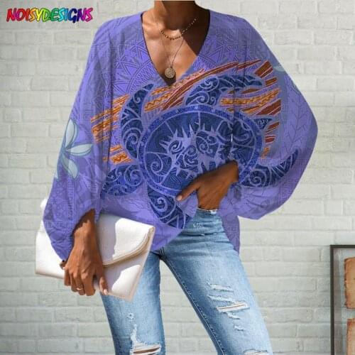 NOISYDESIGNS Blouse for Woman Polinesian Turtle Design Prints Plus Size Tops Female Casual Chiffon Clothing Chemisier Femme