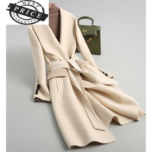 Women Coats Autumn Winter Long Wool Coat Female Woolen Jackets Office Ladies Elegant Clothes Spring Abrigos Mujer LWL1221