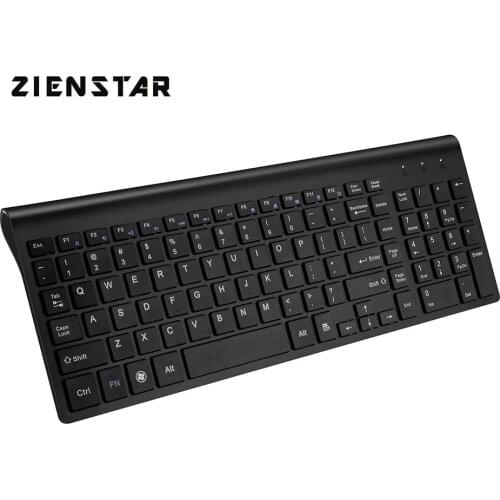 Zienstar English Wireless Mute Keyboard 2.4G Stable Connection with USB Receiver 4 Colors for Office Home Travel Presentation
