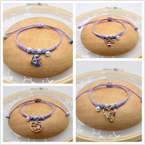 1PC Ceramic Purple Department Couple Gift Student Knitting Bracelet Female Funny Lori Bracelet