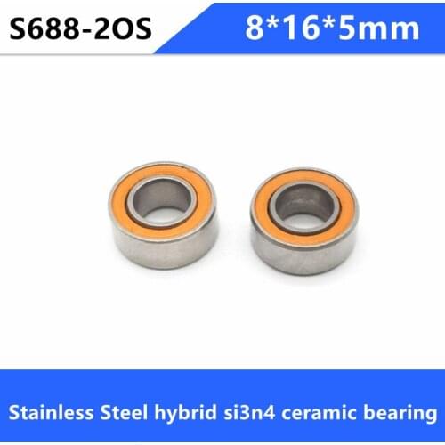 10pcs ABEC-7 S688-2RS S688 2RS 8x16x5 mm Stainless Steel hybrid si3n4 ceramic bearing fishing reel 8*16*5mm 688RS 688