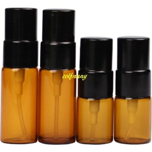 1000pcs/lot 16MM DIAMETER 3ml amber glass spray bottle 5ml Empty Essential oil Perfume bottle brown spray bottles