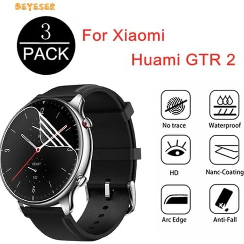 3PC TPU Hydrogel Film For Xiaomi Huami Amazfit GTR2 Smart Watch Full Cover Screen Protector HD Clear Anti-Scratch Film Not Glass