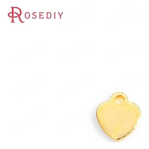 35688)20PCS 4x5MM Hanging Hole 0.5MM 24K Gold Color Brass Heart Charms Pendants High Quality Diy Jewelry Findings Accessories