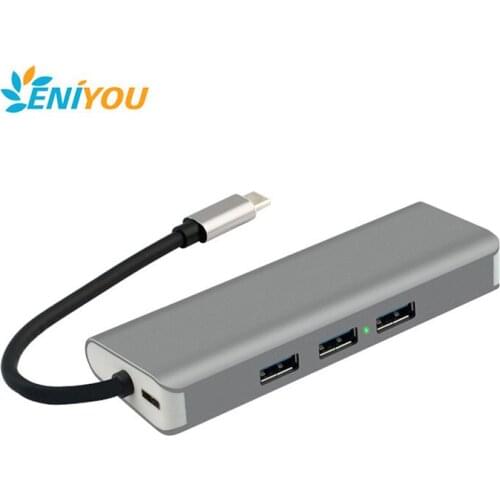 8 in 1 USB Type-c Hub Adapter Thunderbolt 3 multi-port USB with 4K hdmi 2.0 RJ45/LAN/ethernet type c hub dock