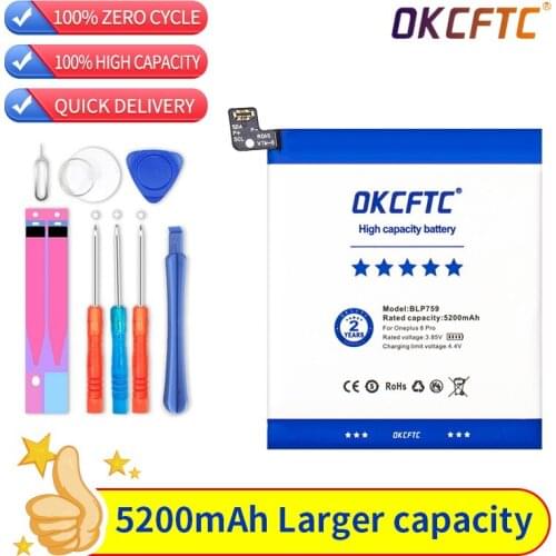 5200mAh for Oneplus 8 Pro One Plus 8pro Phone Battery BLP759 High Capacity Mobile Phone Batteries Free Tools AKKU