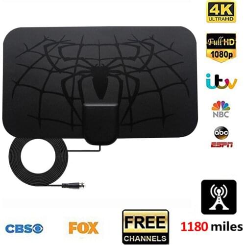 New 1180 Miles 4K Digital HDTV Indoor TV Antenna with Amplifier Signal Booster TV Radius Fox Antena HD TV Antennas Aerial