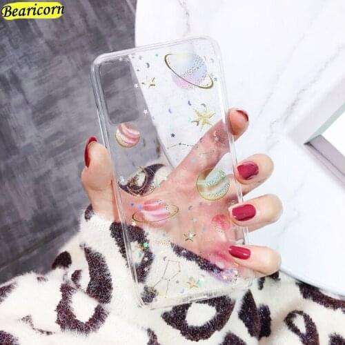 Glitter Planet Star Phone Case for Huawei Mate 40 40E 30 30E 20 10 Lite Nova 2i 3 3e 5T 6 7 8 SE Pro 5G Transparent Soft Cover