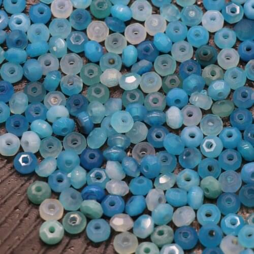 10pcs/pack Natuarl Semi-precious Agate Loose Beads Faceted Large Hole Beads Blue Agate Abacus Aspect Bead DIY Bracelet Necklace