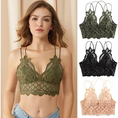 French Lingerie Lace Bra Lift Stretch Full-Figure Seamless Lace Bra Wireless Push Up Vest Type Bra H9