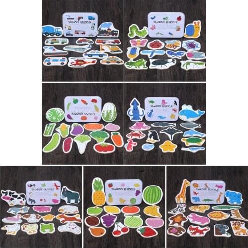 Wooden Cartoon Puzzle Box Teaching Aids Brain Teaser for Preschool Kid’s Gift H055