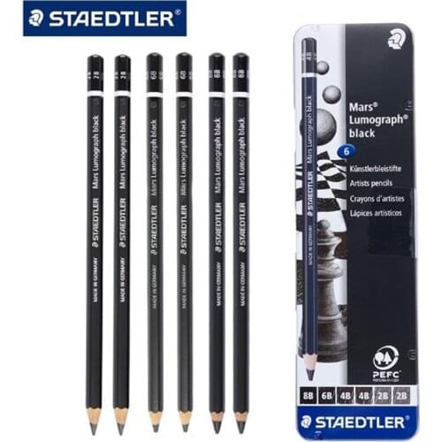 6pcs STAEDTLER 100B G6 Standard Pencils Limited Drawing Pencil Sketch School Stationery Office Supplies Black Lead 2B/4B/6B/8B