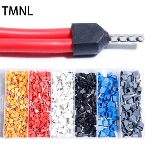 Double Cord Terminal Copper pipe pressed double line shaped tubular Block Connector Electrical Crimp suit wire Square flat head