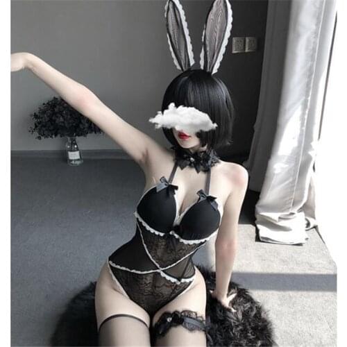 Cute Maid COS Lace-up Dress Bunny Sexy Maid Outfit Japanese Girl Cosplay Costumes Daily Apron Uniform Kawaii Nightdress