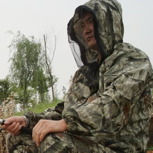 Mens Anti-mosquito bionic leaves camouflage jacket Outdoor Jacket Hunting fishing Clothes