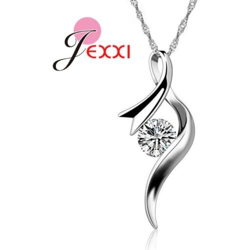New Arrival Europe Style Women Girl Gift Cubic Zircon Pendant Necklace 925 Sterling Silver Chain Jewelry Free Shipping
