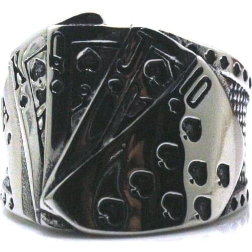 Newest Design Cool AK Flush Poker 316L Stainless Steel Ring A Great Gift For Friend Free Shipping