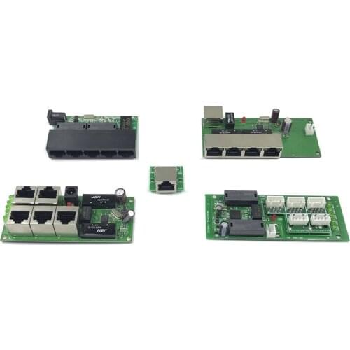 OEM factory direct mini fast 10 / 100mbps 3-port Ethernet network lan hub switch board two-layer pcb3 rj45 5V 12V head port