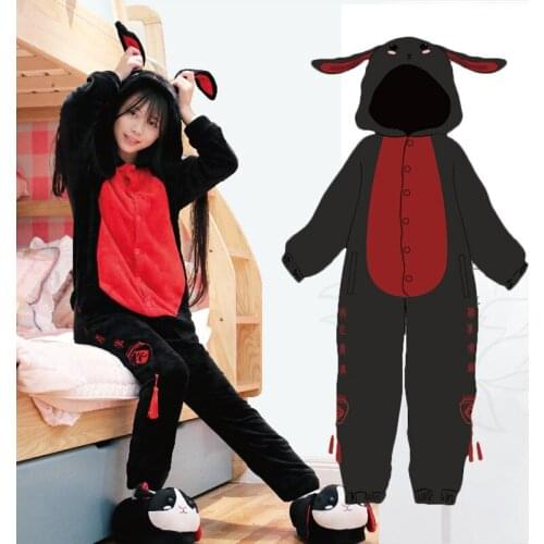 Grandmaster of Demonic Cultivation Cosplay Pajamas Mo Dao Zu Shi Wei WuXian One-Piece Jumpsuit Flannel Warm Sleepwear