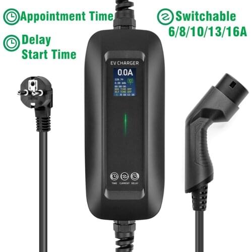 EV Charger Type 2 IEC 62196-2 Switchable 6/8/10/13/16A 1 Phase Portable EV Charging Box Cable for Tesla EVSE Electric Vehicle