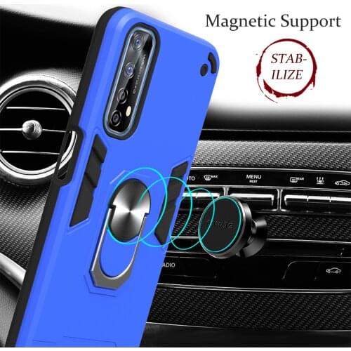 For Realme 7 6 5 3 Pro 3i 5i 6i 7i C17 C2 C3 X2 XT Armor Shockproof Case Magnetic Ring Stand Hard PC Protective Back Cover