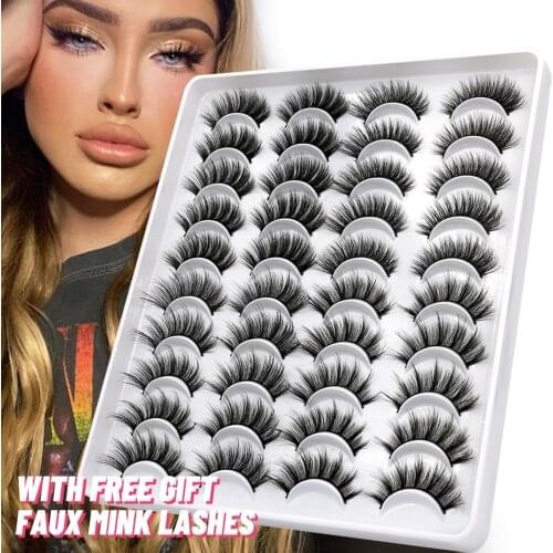 GROINNEYA 5/20 pairs 3D Mink Lashes Natural False Eyelashes Dramatic Volume Fake Lashes Makeup Eyelash Extension Silk Eyelashes