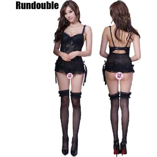 Sexy Lingerie For Women Bodysuit With Stocking Lace Push Up Underwire Hollow Out Back Vest and Panties Set Gift For Girlfriend