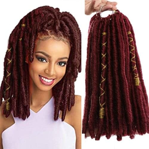 Crochet Hair Dreadlocks 12 Inch Faux Locs Synthetic Braiding Hair Extensions With Gold Line Decorative Braids for Women Black