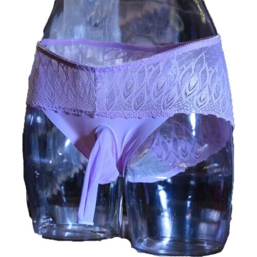 Sexy Men Sheath Panties Lace Shiny Sheer Sissy Briefs See Through Mens Underwear U Convex Pouch Thong Cock Ring Gay Panties