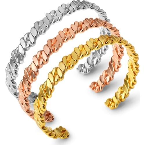 Vintage Twisted Bracelets Chain Design Bangles for Women Gold Color Adjustable Open Cuff Bracelets Men Minimalism Jewelry