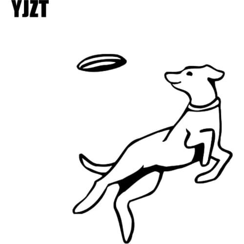 YJZT 10.7CM*12.7CM Dog Playing Vinyl Car Decal Stickers Black/Silver C10-00349