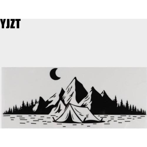YJZT 25.5CMX11.1CM Camping Travel Mountains Moon Decal Vinyl Car Sticker Black/Silver 8A-1010