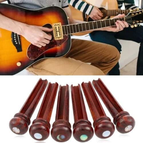 Abalone Pearl Dot Inlay Durable Nail Strings Pin Guitar Accessories Pure Cocobolo Wood Acoustic Guitar Bridge Pins 448D