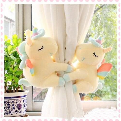 1 Pair Unicorn Curtain Holder Kawaii Kids Room Decoration Soft Plush Toys Magnetic Curtain Tieback Buckle Clips Buckle Tie Back