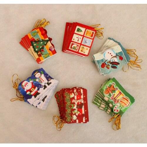 1Bag Cute Handmade Glove Shape Cartoon Santa Christmas Greeting Card Mini Kids Birthday Greeting Cards Christmas Tree Decoration