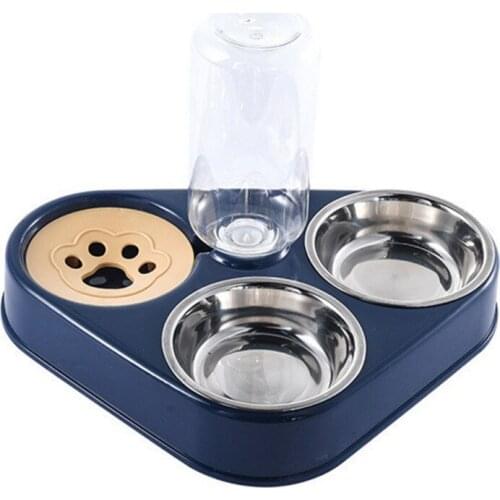 3 in 1 Cat Bowl Dog Bowl With Dog Water Bottle 500ML Automatic Drinking Bowl Cat Food Bowl Pet Stainless Steel Double 3 Bowls