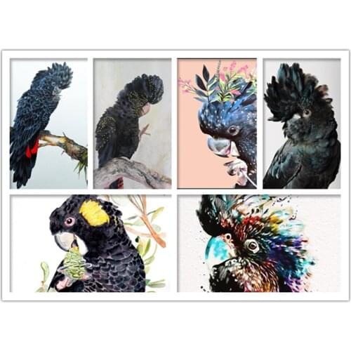 5d Diy Diamond Painting Black Cockatoo Diamond Embroidery Australian Parrot Full square Drill Mosaic Handmade birds picture Gift
