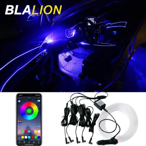 Car EL Neon Strip Light Car Ambient Light Sound Control Light RGB LED Decorative Auto Atmosphere Lamp With 12V Cigarette lighter