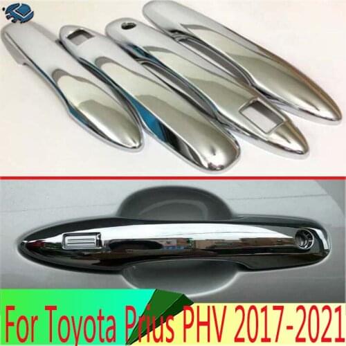 Car Accessories For Toyota Prius Phv 50 XW50 ZVW50 2016 2017 2018 2019 Car Side Door Handle Cover Trim Strip Molding Abs Chrome
