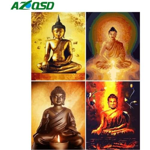 AZQSD Oil Painting By Number Portrait Handpainted Modern Wall Picture By Numbers Buddhism Handmade Room Decoration
