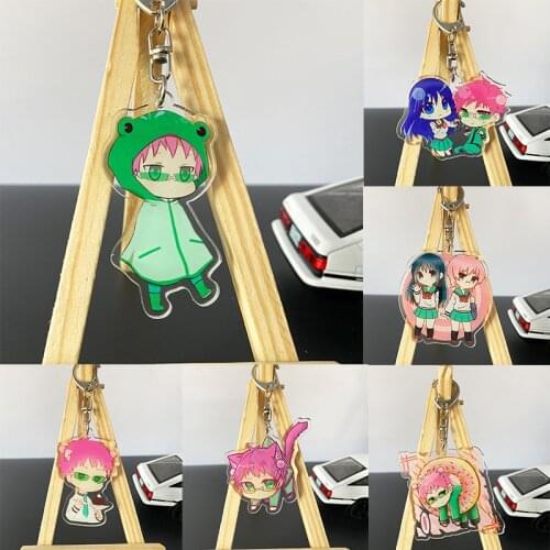 Anime The Disastrous Life of Saiki Kusuo Keychain Transparent Double-sided Acrylic KeyRing Bag Pendant Saiki K