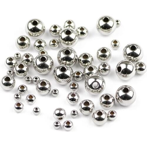 YHBZRET Stainless steel beads Spacer 3/4/5/6/8MM Round ball Loose Beads for Jewelry making bracelet DIY accessories Findings